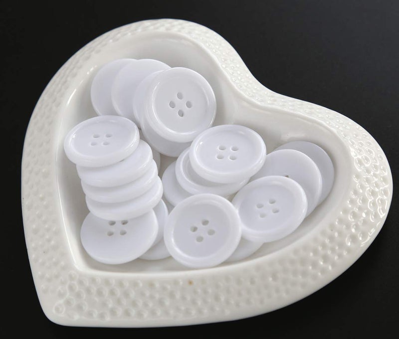 GANSSIA 7/8 Inch (22.5mm) White Button Resin Sewing Buttons for Garment and DIY Craft Scrapbooking Pack of 70 Pcs - Image 5